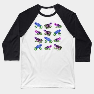 Watercolor Rainbow Poison Dart Frogs - Pastel Baseball T-Shirt